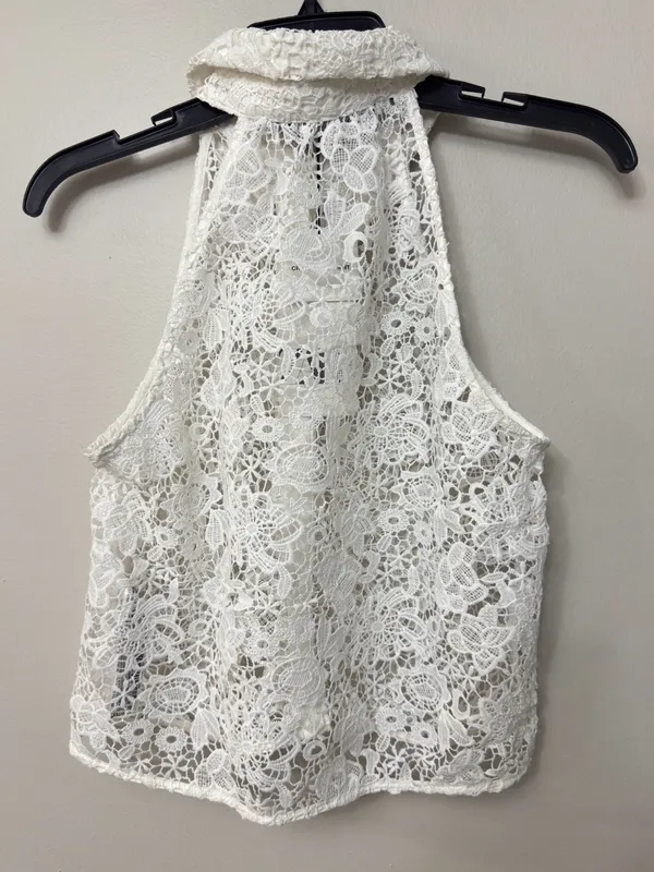 Zara White Lace Halter Collared Camisole - Image 3