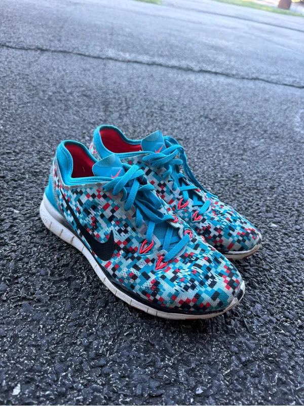 Nike Free 5.0 TR Fit 5 Print Women’s Training Shoes Blue Multicolor Size 7.5 - Image 2