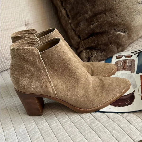 Anthropologie Dolce Vita tan suede leather western pointed toe block heeled booties 11 - Image 4