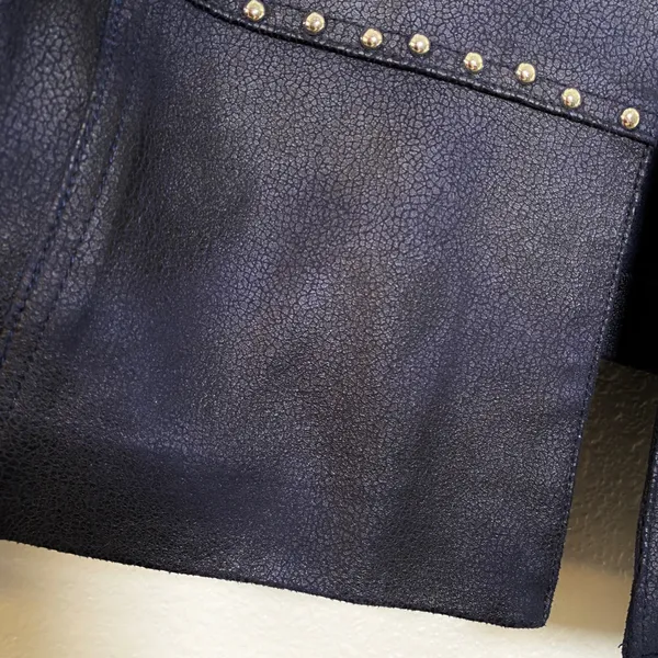Insight Vegan Suede Grunge Punk Concert Studded Zip‎ Faux Leather Jacket L Retro - Image 5
