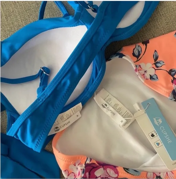 NWT Cupshe Summer Dream Blue Wrap And Floral High Waisted Bikini Sz M - Image 5