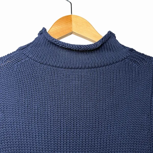 J.Crew Women's Oarsman Navy Roll Neck Sweater XXS Preppy Fisherman Knit‎ Cozy - Image 4