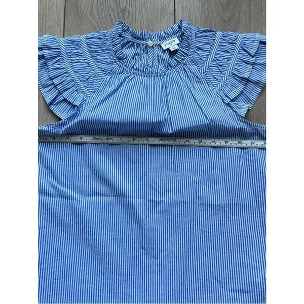 J.CREW Top Blue Striped NEW Flutter Sleeve Blouse 100% Cotton Size Small NWT - Image 7