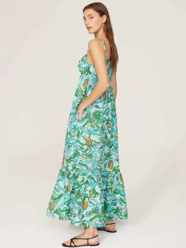 kate spade Green Floral Tie-Shoulder Maxi Dress with pockets - Image 2
