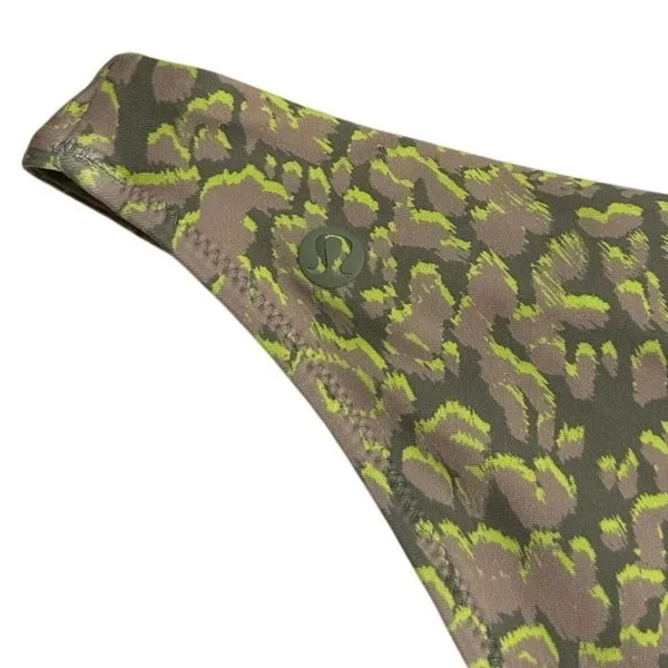 Lululemon Animal Abstract Print Bikini Bottom Olive Neon Swimwear Women’s Large - Image 3