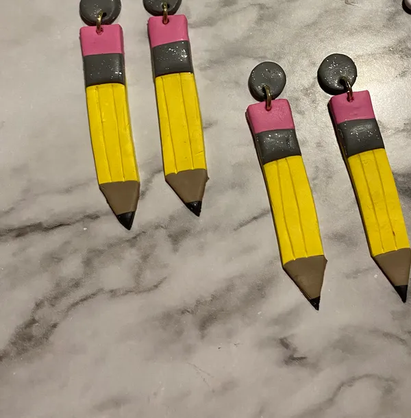 Handmade Clay Pencil Earrings - Image 3