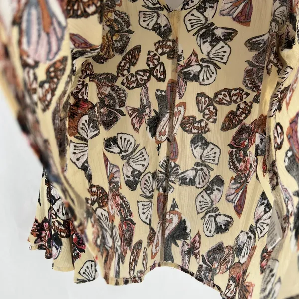 Entro‎ Tunic Top Womens Small Multicolor Butterfly Keyhole Neck Bell Sleeves - Image 5