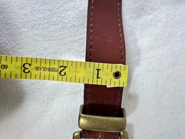 Harness Cowhide Vintage Leather Belt Womens Size 34 Brass Buckle Western Cowgirl - Image 5