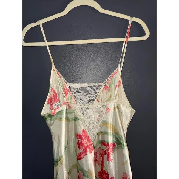 Cacique Floral Satin Chemise Nightgown with Lace Detail - Image 9