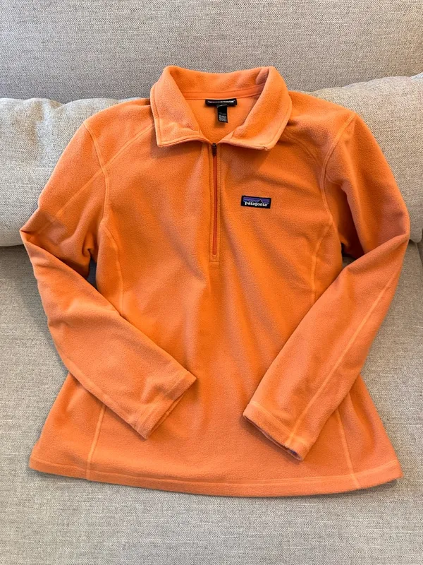 Patagonia Fleece Pullover Size L Orange 1/4 Zip Lightweight Synchilla - Image 4
