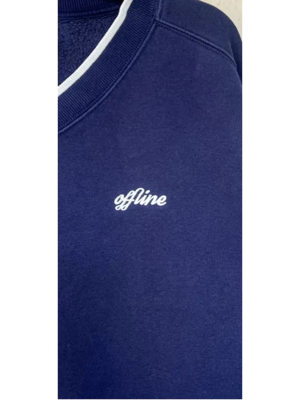 OFFLINE By Aerie Cloud Fleece V-Neck Crew Sweatshirt L Prep Nautical Coastal - Image 4