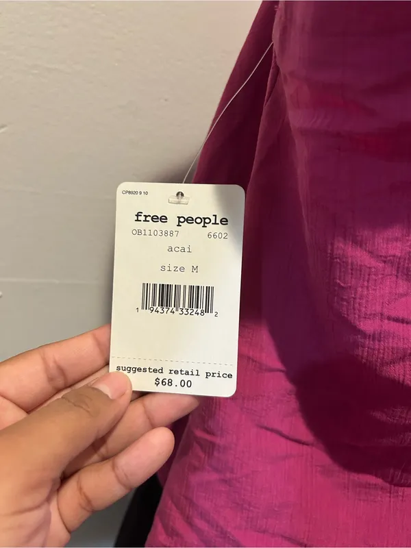 Free People Fuchsia V-Neck Draped Ring-Shoulder Camisole - Image 5