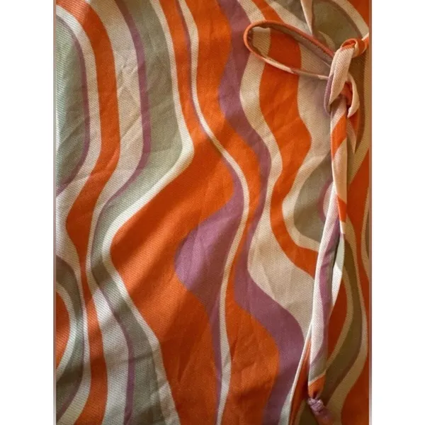 Show Me Your Mumu Outgoing Mini Dress Wavy Stripe Halter Orange Coral Retro Y2K - Image 5