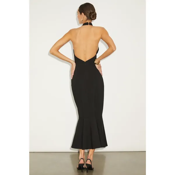 NWT Lulus Chic Masterpiece Black Backless Trumpet Hem Midi Dress Party Size XS - Image 3