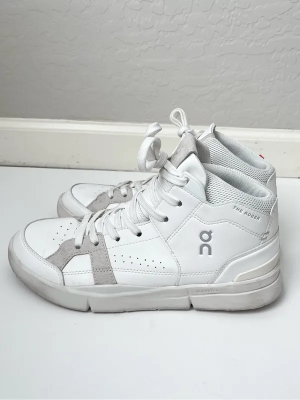 On Running The Roger Clubhouse Mid Women’s Lace Up Sneakers Size 8 White - Image 3