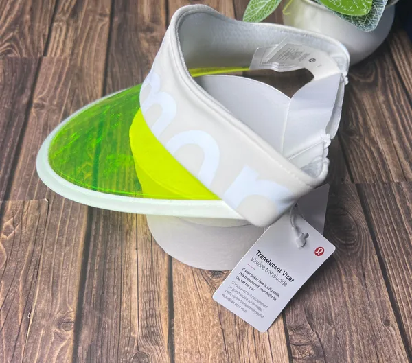 Lululemon Translucent Visor NWT Adjustable One Size (Green White) - Image 5