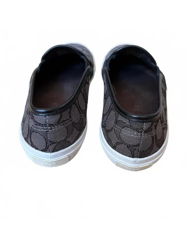 Coach Chrissy Signature Monogram Slip-On Sneakers Black Gray Women's Size 8B - Image 4