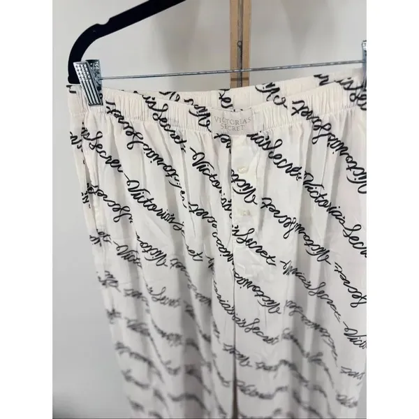 Victoria's Secret Pajama Set Long Sleeve Top Pants Rhinestone Logo Size M - Image 6