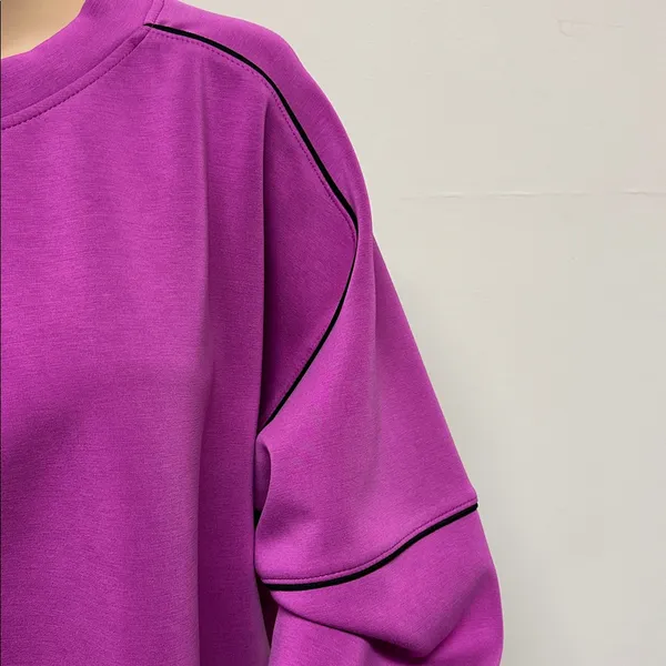 NWOT all in motion Purple Cropped Sweatshirt with Black Piping Accents size XXL - Image 4