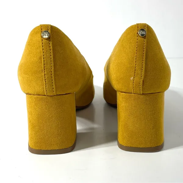 Jones New York Mustard Vegan Suede Chunky Metallic Heel Pumps Size 6 - Image 5