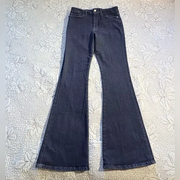 💥FRAME Le One Flare Jeans Dark Indigo Adaptive Stretch Sz 2 Fits 29-34 🧡 - Image 3