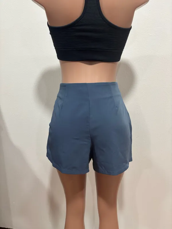 Blue Pleated Shorts - Image 2