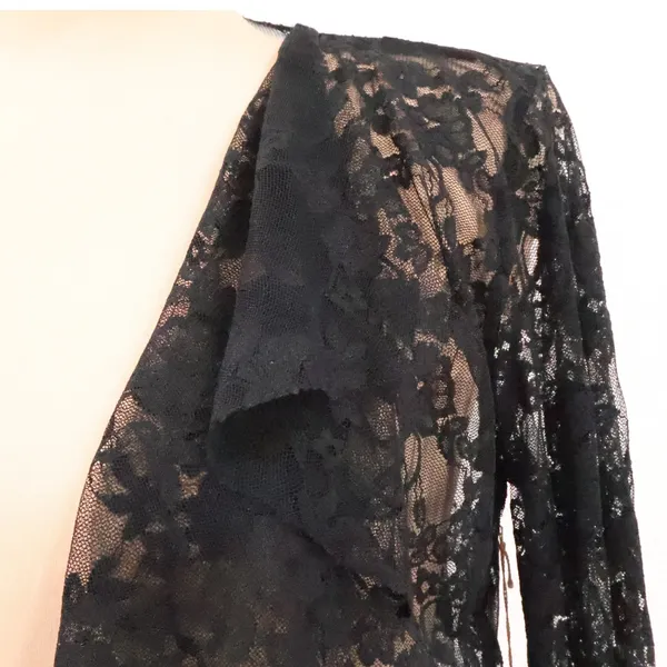 Sara Mique Sheer Floral Lace Bolero Shrug Size S Black Dark Coquette NWT VTG Y2K - Image 2