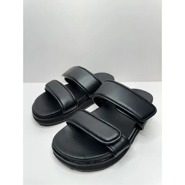 Open EDIT Sandals Size 6.5 Black Open Toe Finley Slides‎ - Image 2