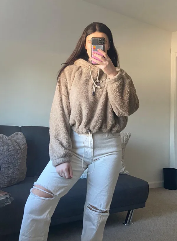 Boutique Cozy Crop Fleece Hoodie - Image 3