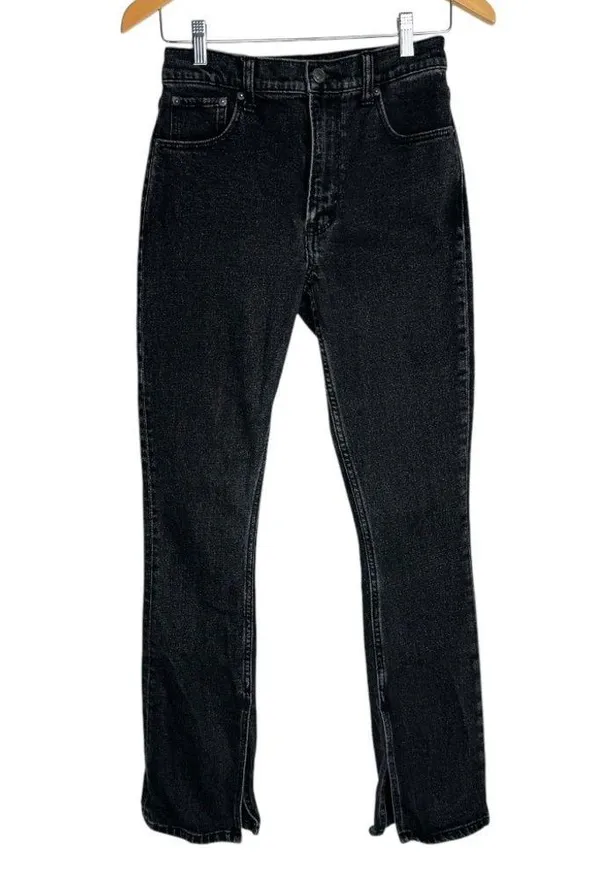 Abercrombie & Fitch Split Hem Jeans Sz 25 Black Denim Skinny High Rise - Image 4