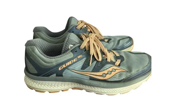 Saucony Womens Guide ISO Everun Running Tennis Shoes Gray Peach Blue Size 8.5 - Image 3