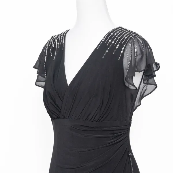 Adrianna Papell‎ Beaded Jersey Chiffon Flutter Sleeve Gown - Image 11
