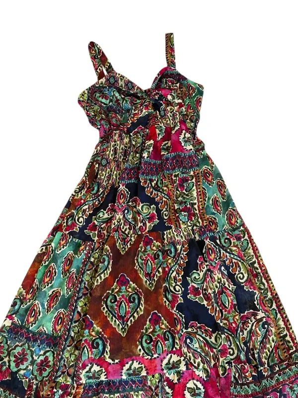 Signature Multicolor Tiered Maxi Dress Flowy Boho Resort Wear Summer Size 12 - Image 6
