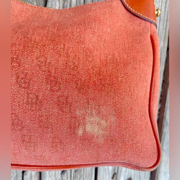 Dooney & Bourke Purse Orange Logo Canvas Monogram Hobo Bag - Image 7