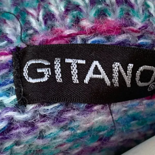 80’s Gitano balloon sleeve purple and teal marled knit sweater - Image 5