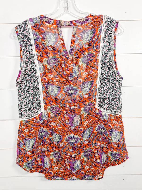 Anthropologie Meadow Rue Floral Colorblock Sleeveless Top, EUC, Medium - Image 8
