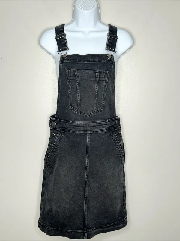 Boden Easy Overall Dress Washed Black Denim Size 4 - Image 3