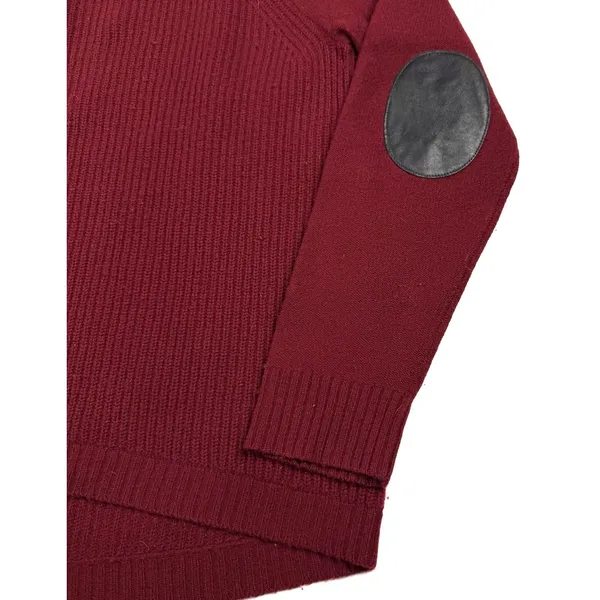 J. Crew‎ 100% Wool Sweater Women's Size Large Leather Patches Relaxed Fit Knit - Image 6
