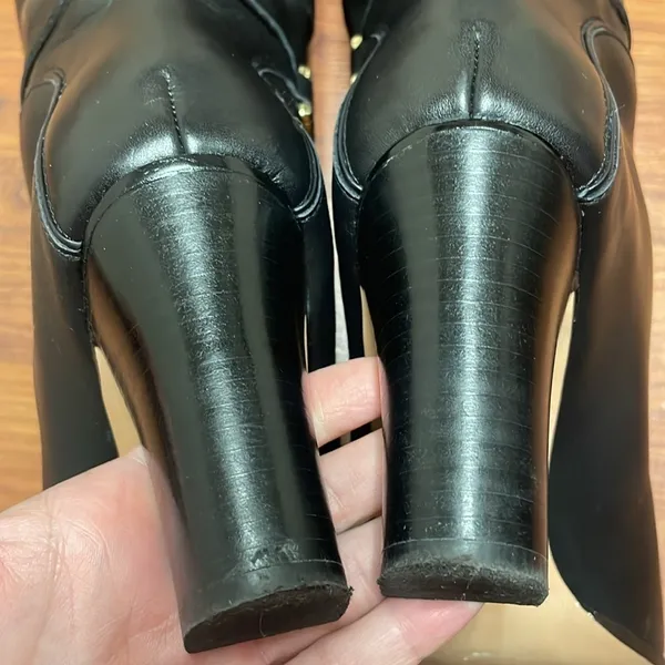 Express leather buckle heeled tall boots size 9 - Image 11