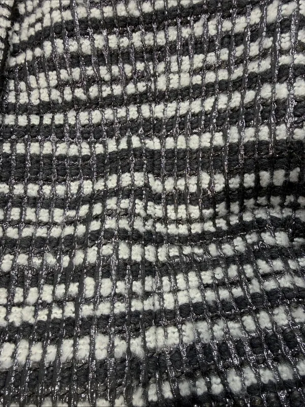 Alice + Olivia Luci Black Gray White Silver Metallic Tweed Jacket Blazer Large - Image 11