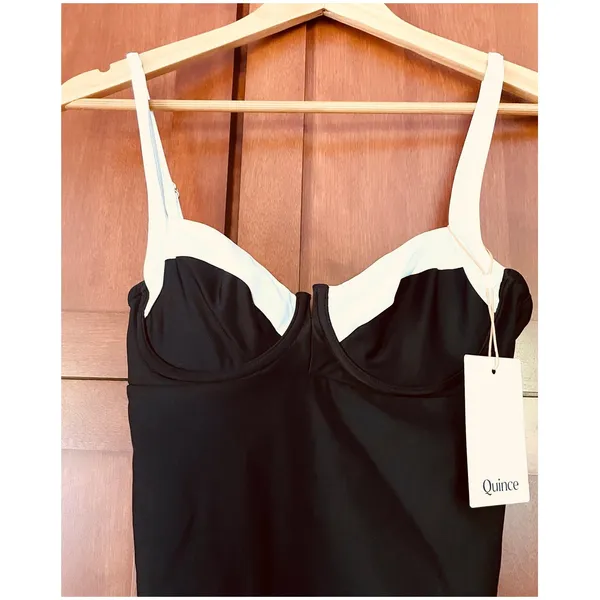 Quince Italian Underwire One Piece Swimsuit Black White Size Small NEW - Image 3