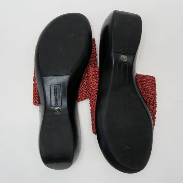 Vintage 90s Cabin Creek Red Woven Wedge Sandals - Image 10
