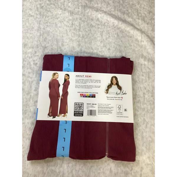 Edited by‎ Remi Bader Womens Cutout Midi Dress Burgundy Ribbed Long Sleeve L NEW - Image 2