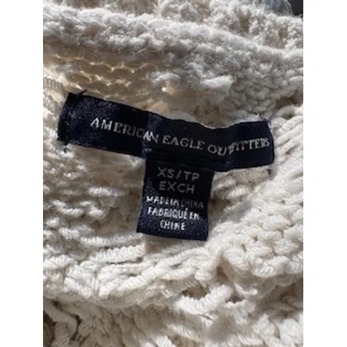 AMERICAN EAGLE Crochet Sweater Tank XS White Open Knit Boho Festival Top‎ - Image 6