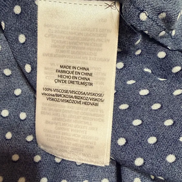 Polo Ralph Lauren Navy Blue Polka Dot Viscose Band Collar Blouse XS - Image 7