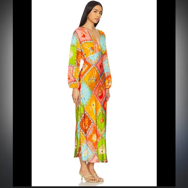 Never fully dressed NWT Soller Emma Dress $228 satin printed spring revolve boho - Image 4