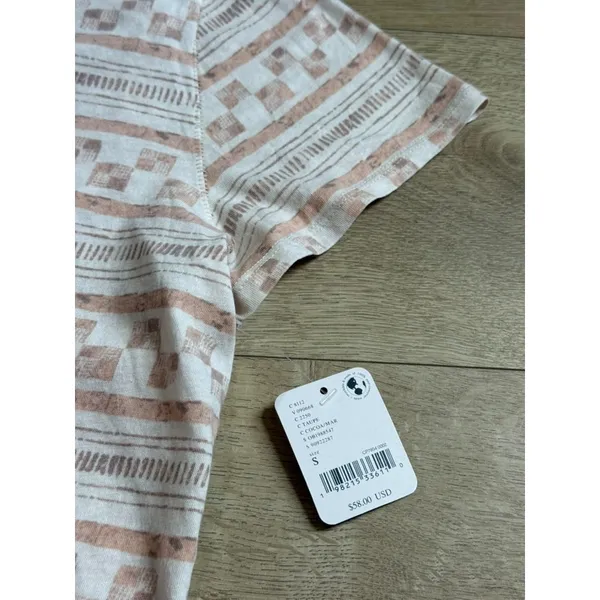 NWT Womens Free People Nina Boheme Printed Tee in Taupe short sleeve tshirt sz S - Image 7