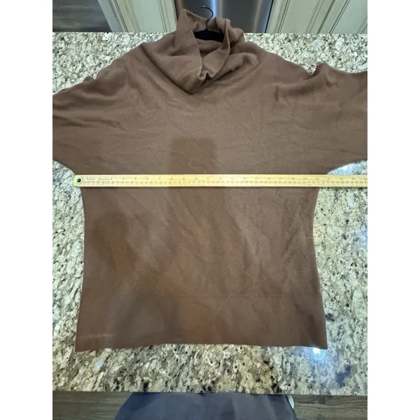Carlisle 100% Cashmere Boxy Brown Sweater Size Large Wide Sleeve Turtleneck - Image 6
