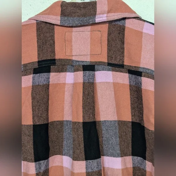New Izzy Cargo Shirt checkered pink black Free People szS flannel plaid … - Image 6