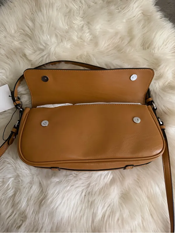 ZARA Classic Tan Leather Shoulder Bag - Image 5